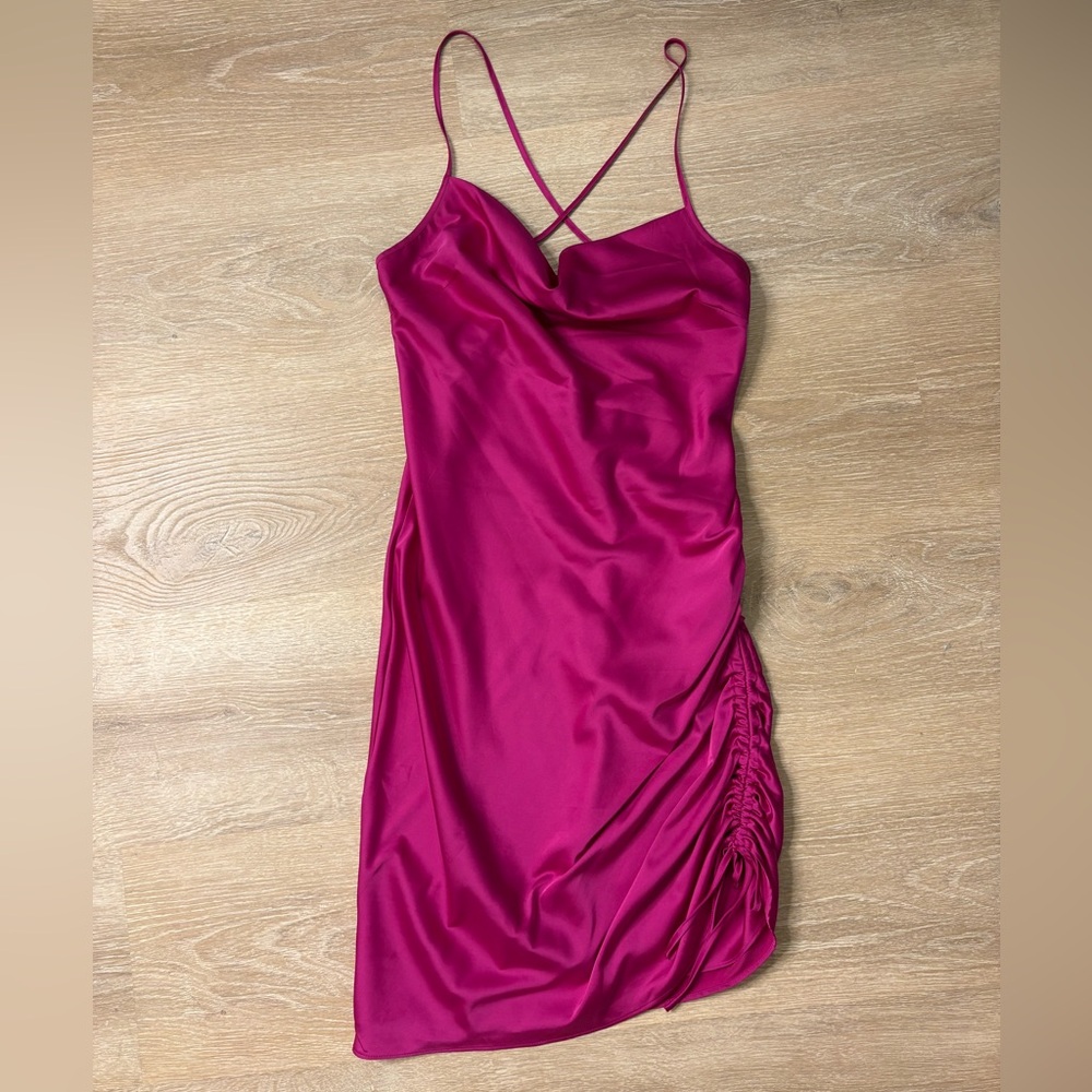Express Hot Pink Satin Mini Dress